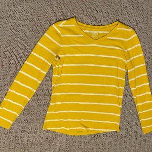 Children's White-Striped V-Neck Yellow Long Sleeve